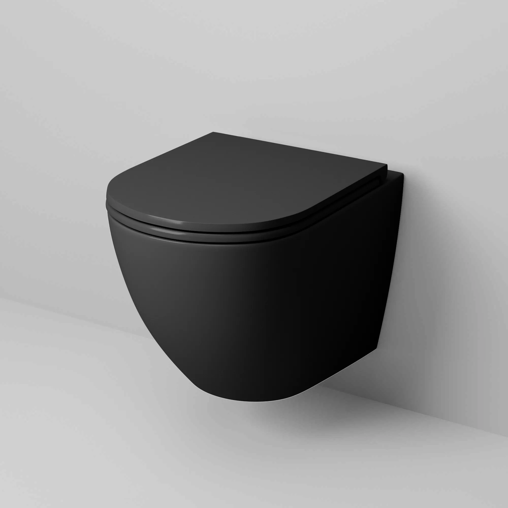 Унитаз подвесной Grossman (520х360х320) безободковый,черный матовый с тонкой крышкой GR-4457BMS