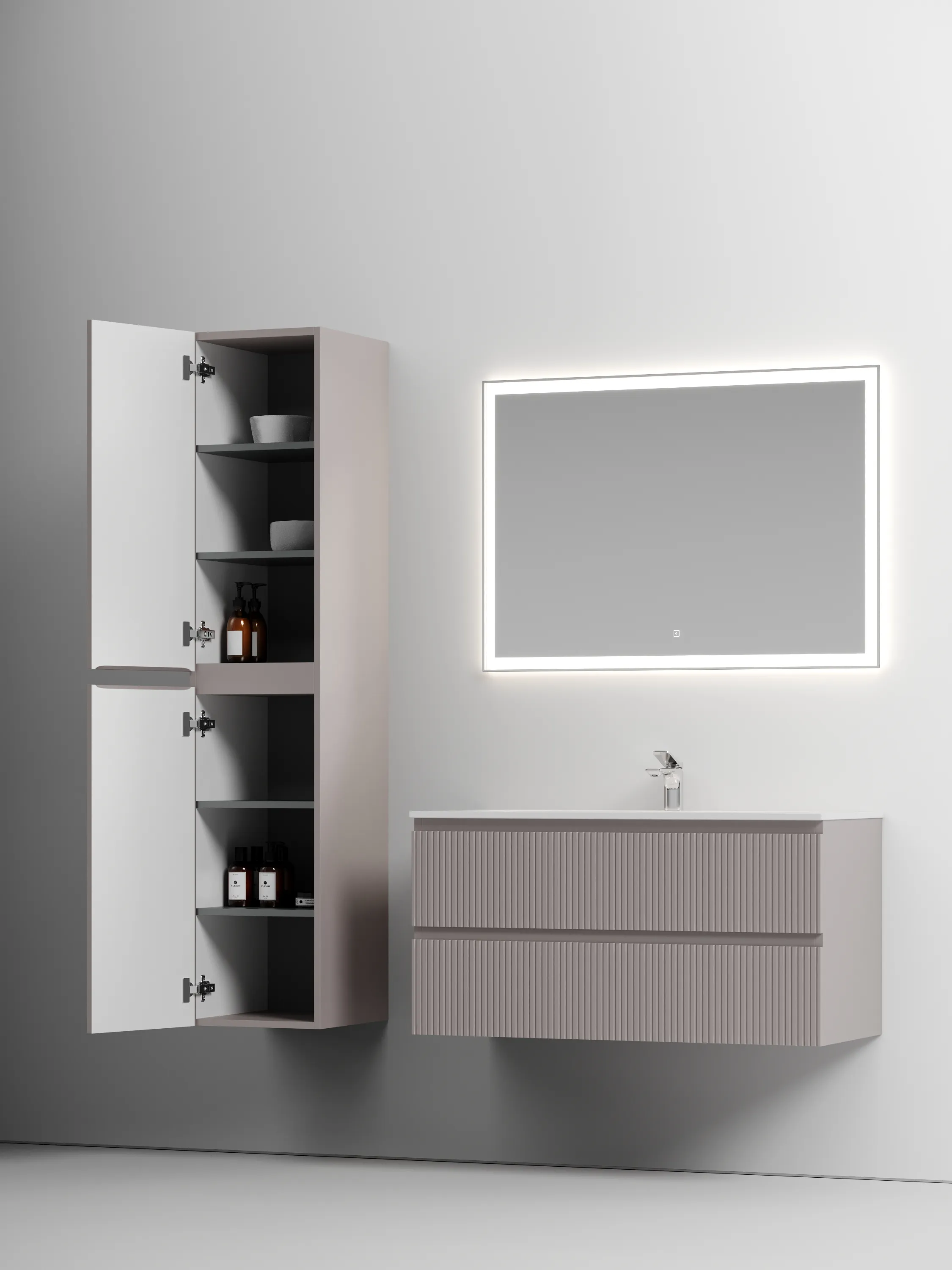 Шкаф-пенал Sancos Сноб T / Snob T PSNT35SM 35x35x165 пыльная роза / doha soft