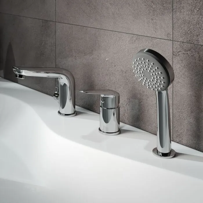 Смеситель на борт ванны на 3 отверстия с керамическим дивертором Torr, IDDIS, TORSB30i07