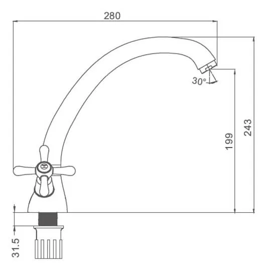 Смеситель Prohanss P10.40 для кухни вентильный поворотный излив, хром