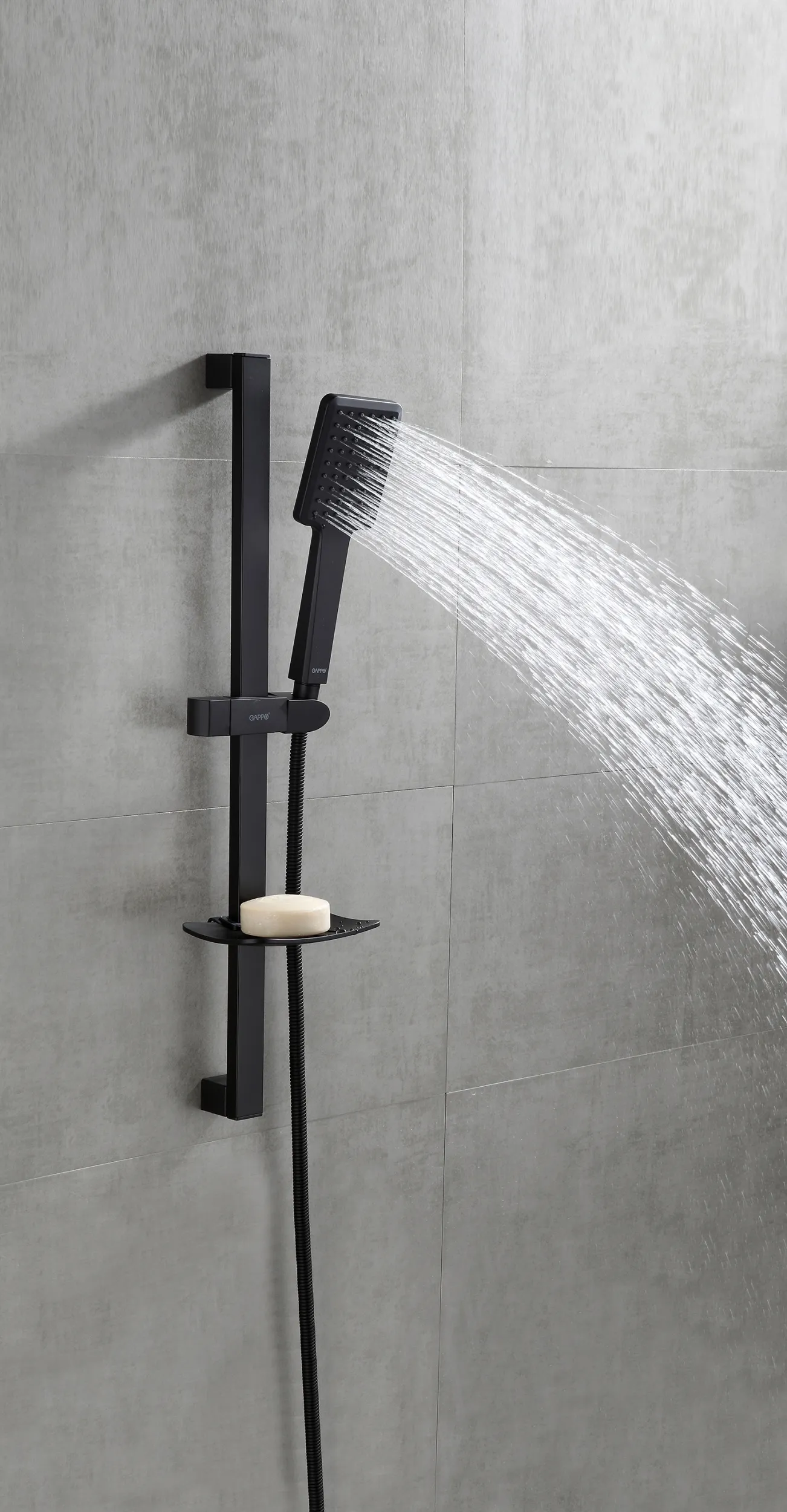 Душевой гарнитур с мыльницей черный GAPPO G8013 