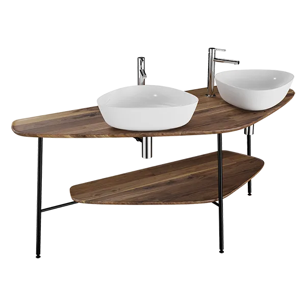 64043 Plural Столешница-консоль 160 см под 2 раковины цвет американский орех VITRA