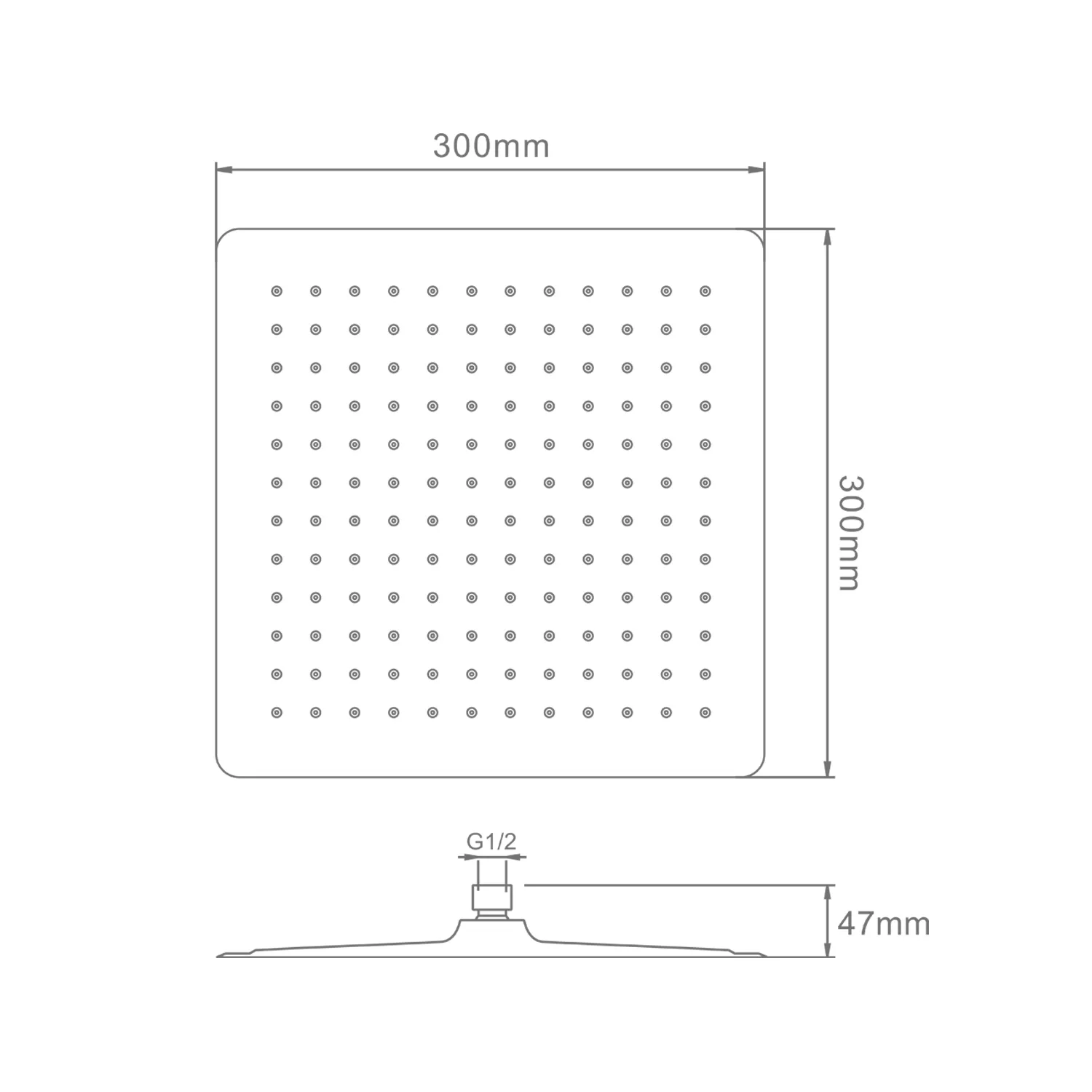 Лейка душевая верхняя Raglo R451.55.03 тропический душ 300*300мм нержавеющая сталь, Сатин золотой 