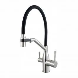 Смеситель для кухни с фильтр для питьевой воды сатин/черный FRAP F4397-5