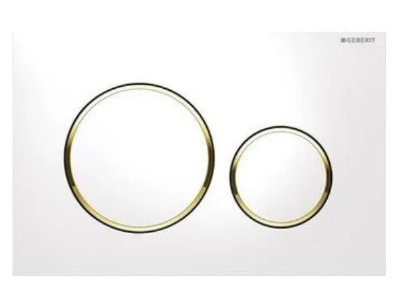 Клавиша смыва Geberit Sigma 20 белая с золотой оправой 115.882.KK.1