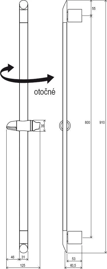 Душевой держатель Ravak подвижный 90 см 973.00, X07P014 