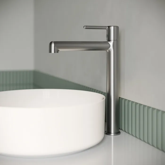 Cмеситель для настольного умывальника, хром матовый, Aiger, IDDIS, AIGBC01i01