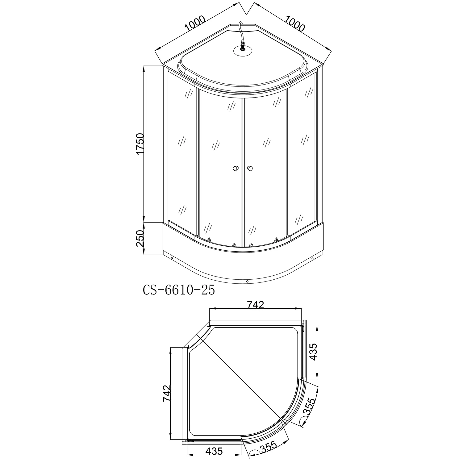 Душевая кабина Loranto 100х100х215 поддон 25 см, белый кирпичный узор, стекло 4 мм, профиль хром () CS-6610-25FW 100