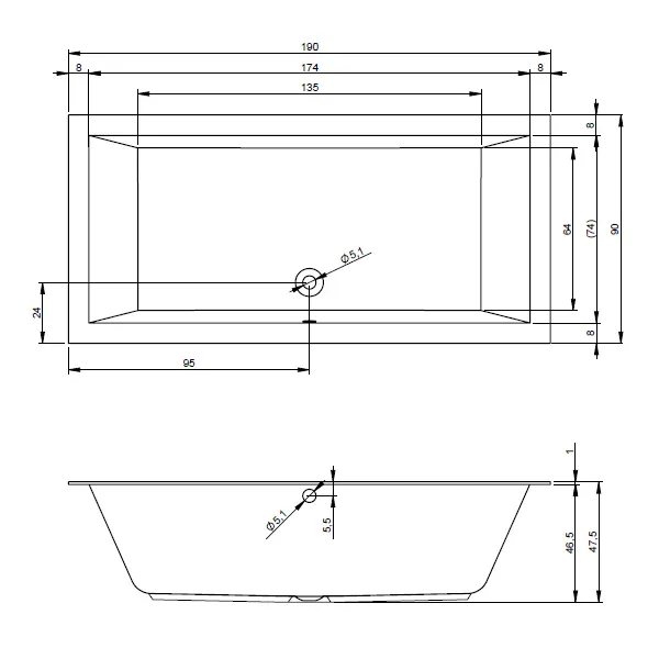 Акриловая ванна встраиваемая RIHO LUGO 190x90, B136001005