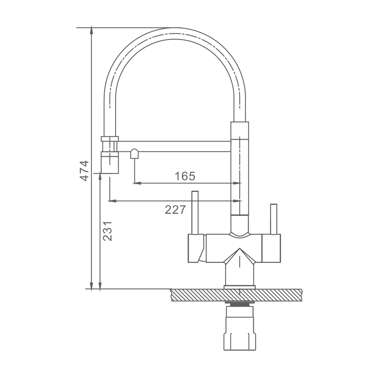 Смеситель Splenka для кухни с подключением к фильтру съёмный гибкий излив с магнитным фиксатором, Оружейная сталь S70.63.09