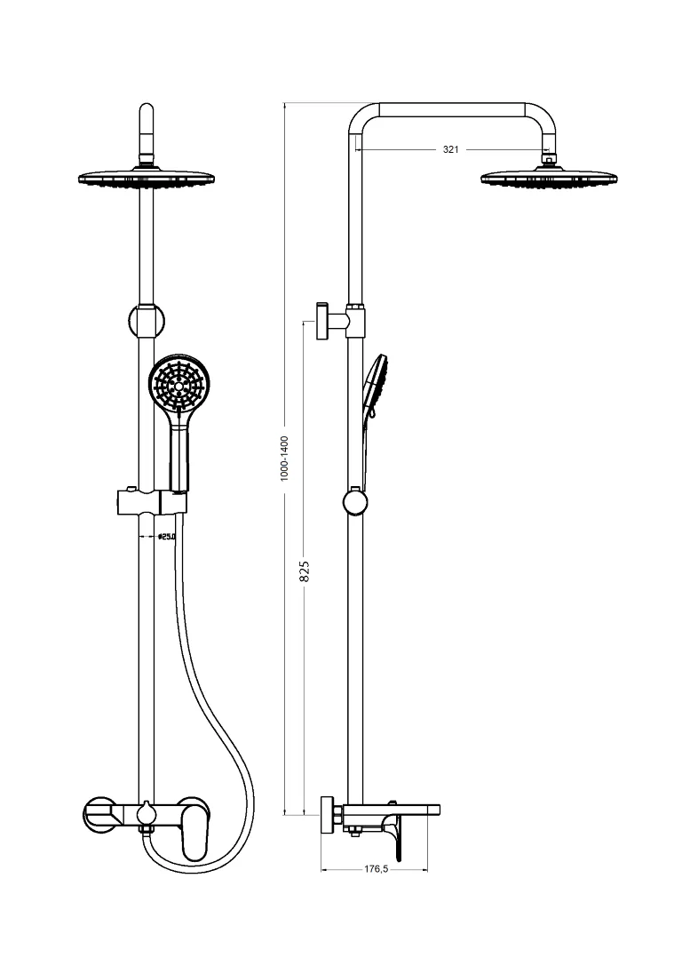 Стойка для душа со смесителем SPECTRE MattWhite