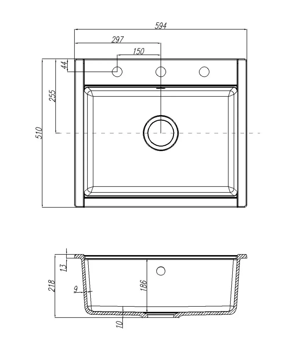 Кухонная мойка AQUATON Делия 60, серая () 1A715232LD230