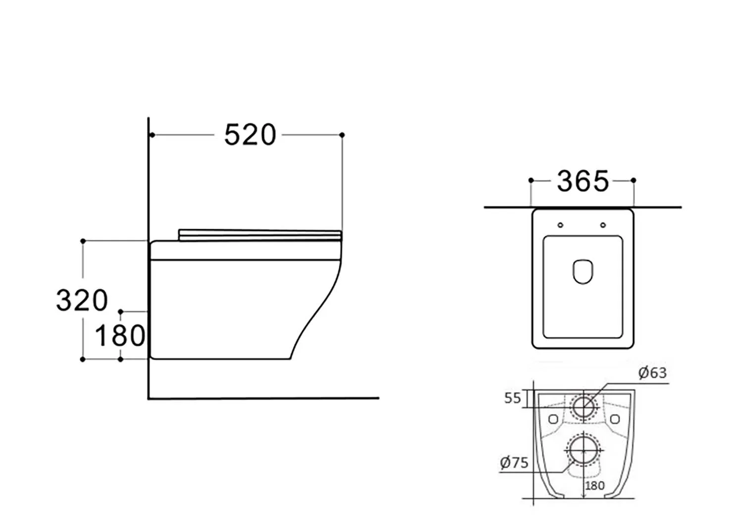 Унитаз подвесной безободковый AQUATEK АМАДЕО 515*370*315 мм