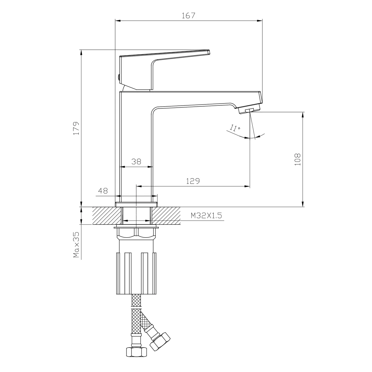 Смеситель Splenka для раковины монолитный, сатин золотой S01.10.03