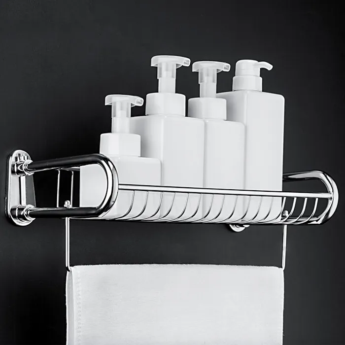 Полка с полотенцедержателем хром FRAP F336