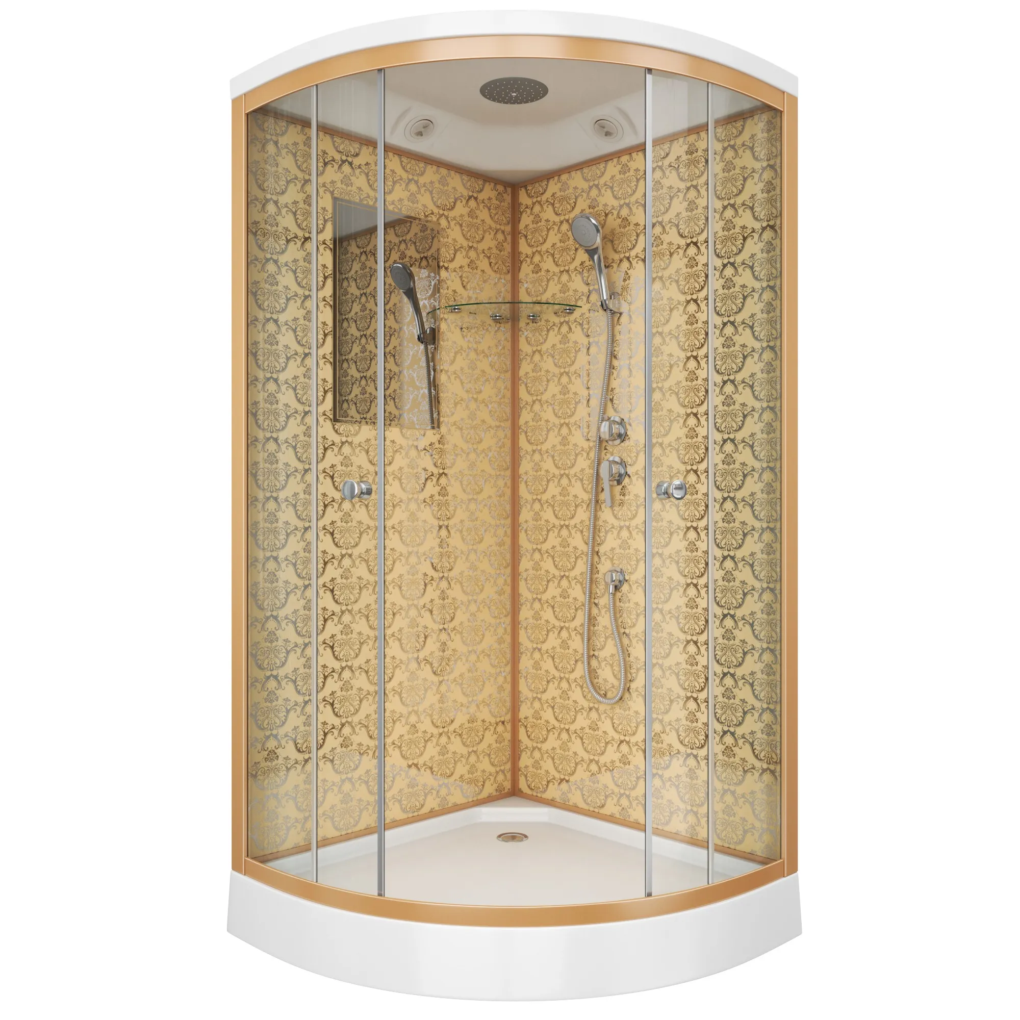 Душевая кабина Niagara Lux NG- (90x90х210) низкий поддон(15см),дверь раздвижная,стенки золото,3 места 7701G