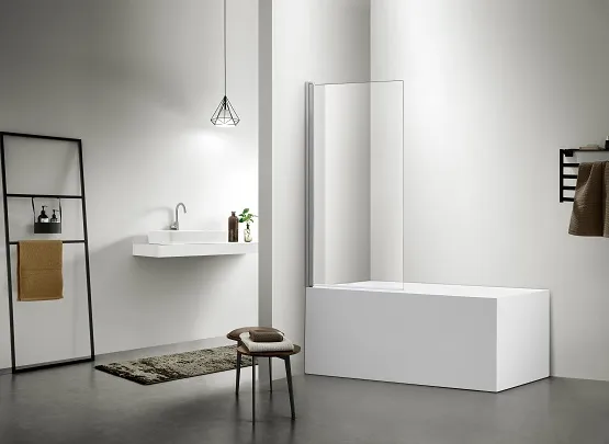 Шторка на ванну, одноэлементная, поворотная 800X1500 профиль хром, стекло прозрачное (старый артикул AQNAP6211-80) AQ DEL SBA 08015CH 