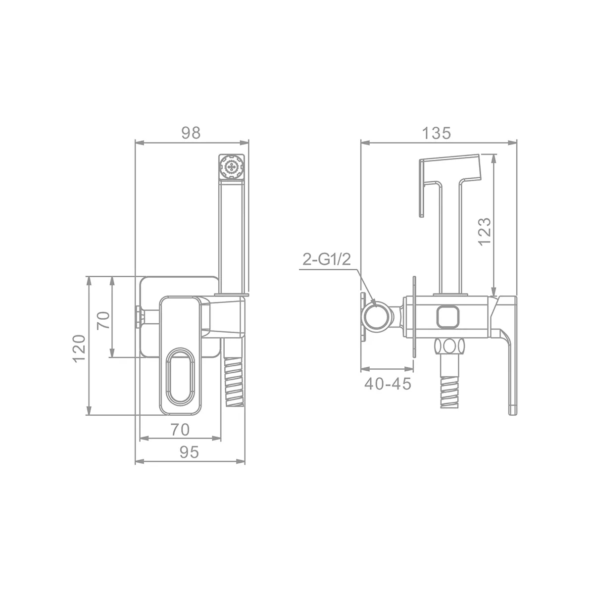 Смеситель Raglo с гигиеническим душем встраиваемый , сатин золотой R51.52.03