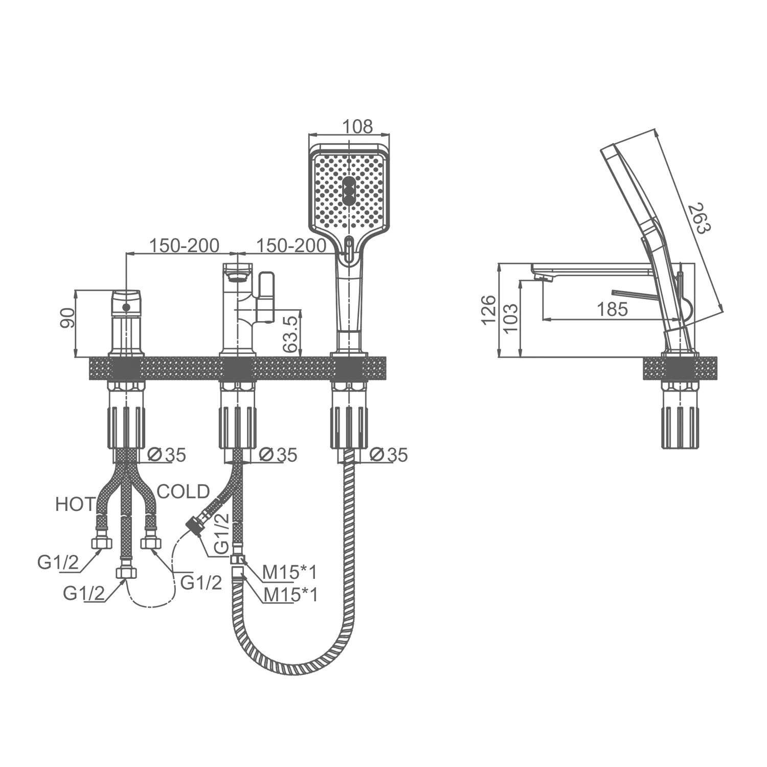 Смеситель Splenka S30.31 на борт ванны врезной монолитный, хром
