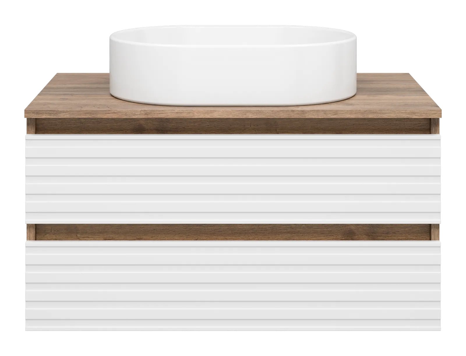 DAKOTA - 80 Тумба подвесная 2 ящ. (ДСП (Дуб Гал/ Белый) + раковина