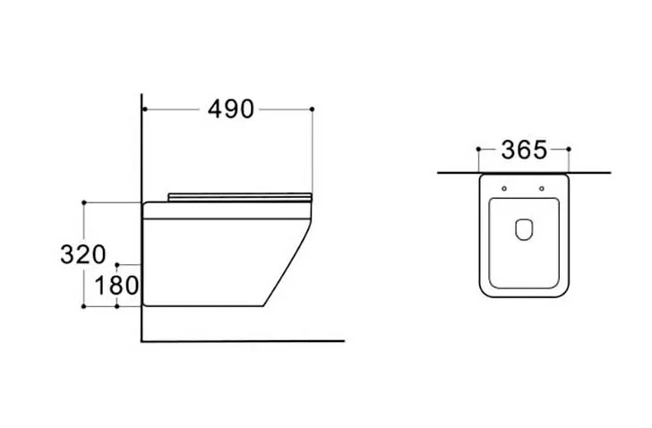 Унитаз подвесной безободковый Aquatek ЛИРА , 490*365*320 мм, горизонтальный выпуск, тонкое сиденье с механизмом плавного закрывания, крепеж AQ1155-00