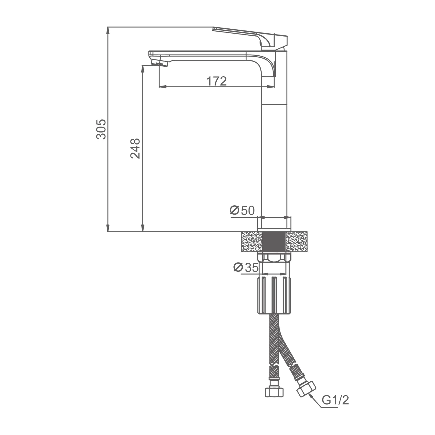 Смеситель Splenka для раковины высокий монолитный, черный S30.15.06