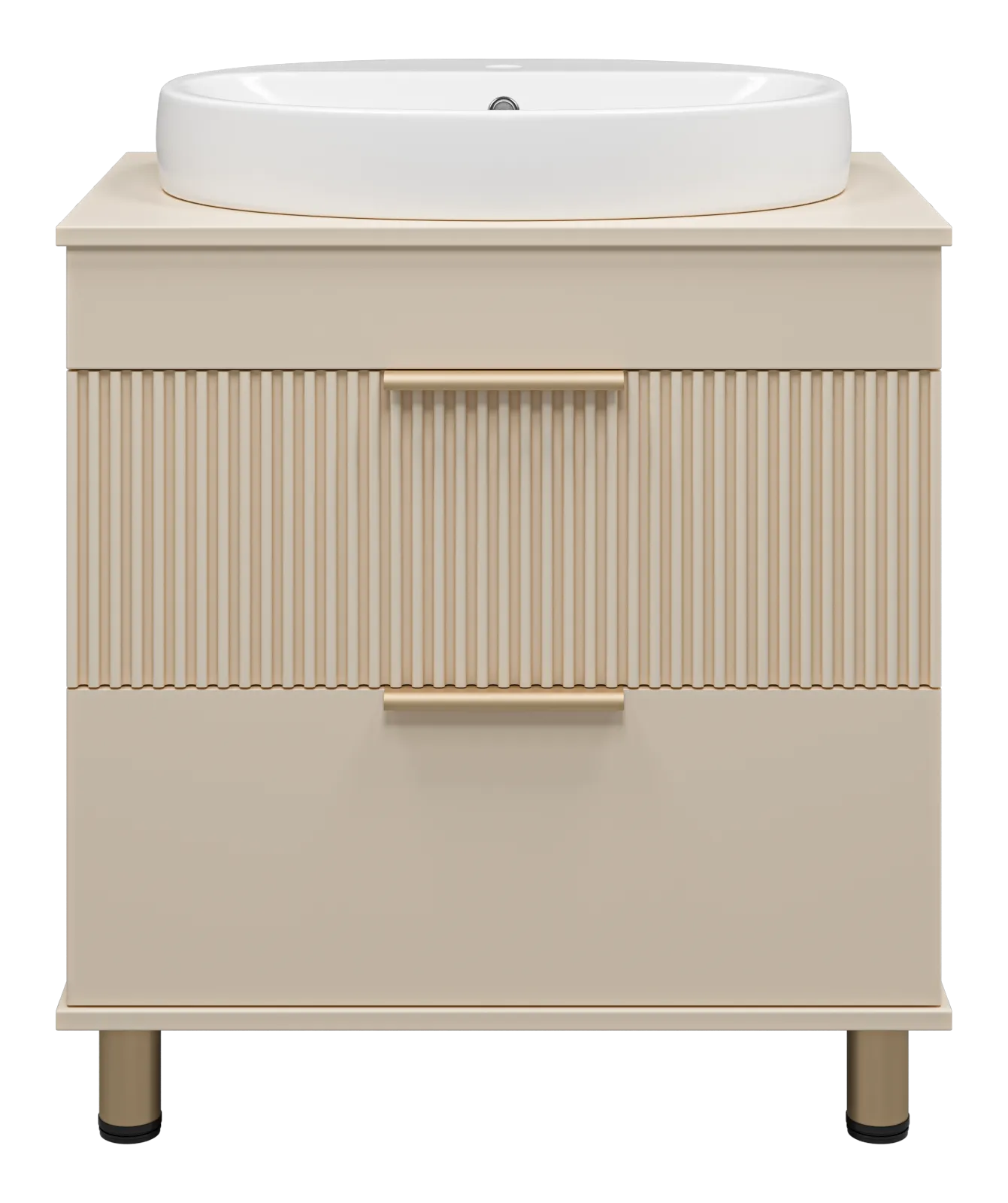 ENFIDA - 70 Тумба напольная 2 ящ. бежевая мат. эмаль + раковина