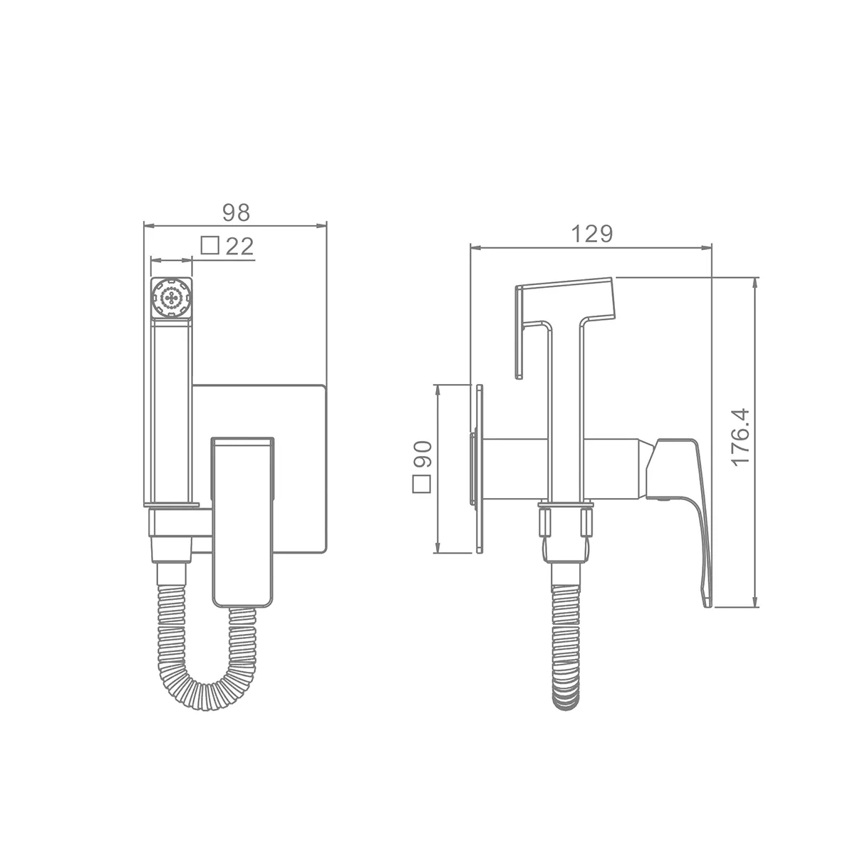 Смеситель Raglo с гигиеническим душем встраиваемый , графит R02.54.09