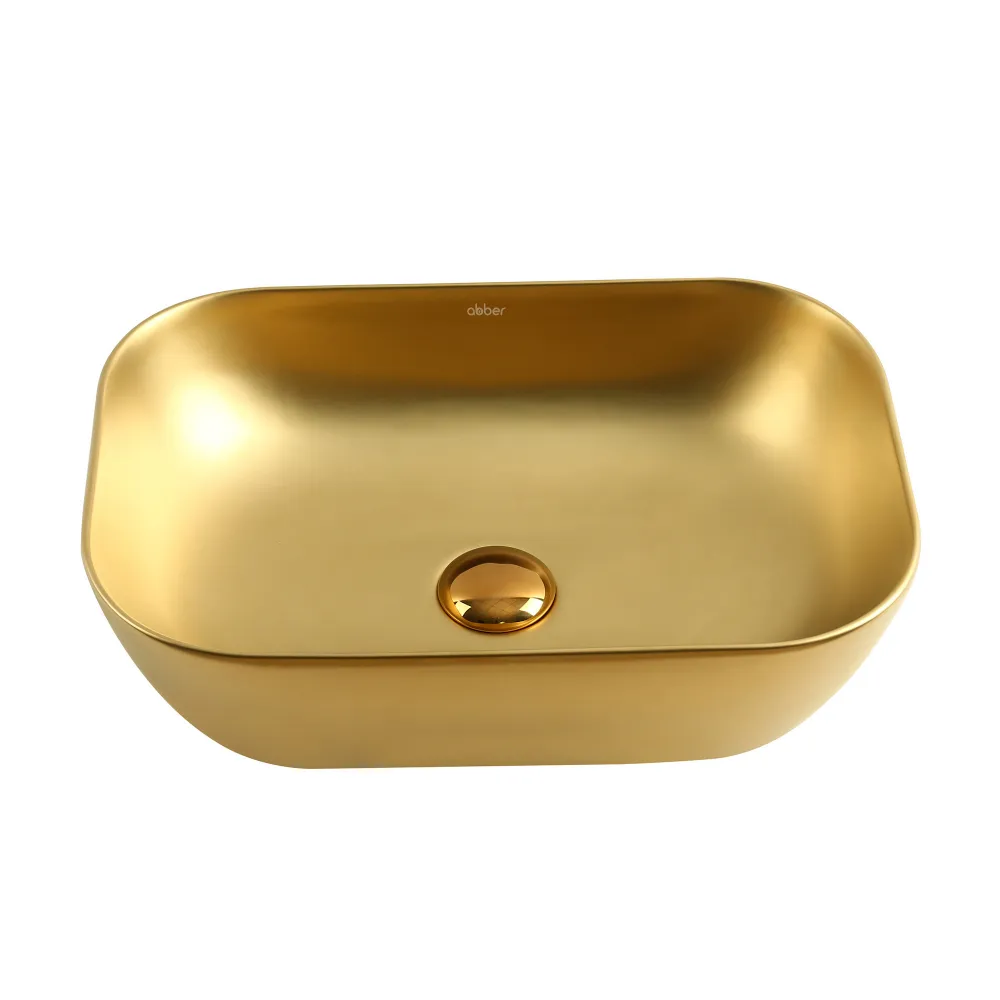 Раковина накладная ABBER Rechteck AC2200MMG золото матовое в магазинах СантехГид