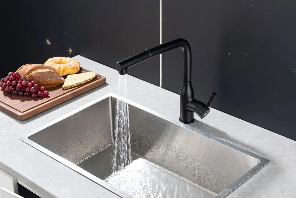 Смеситель для кухни с выдвижным изливом черный FRAP F6096-6