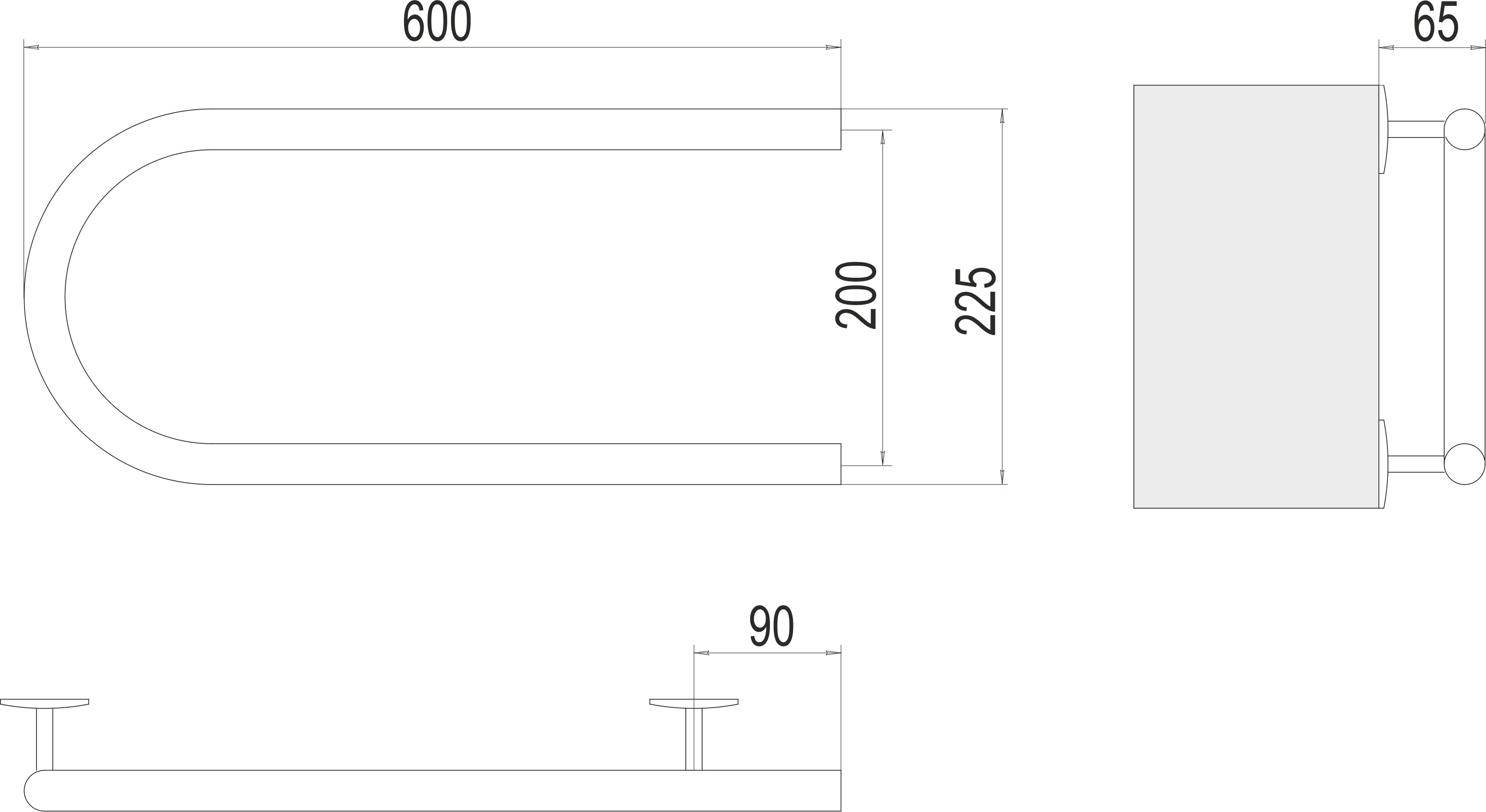 Полотенцесушитель TERMINUS Электро 25 П-обр 600х200