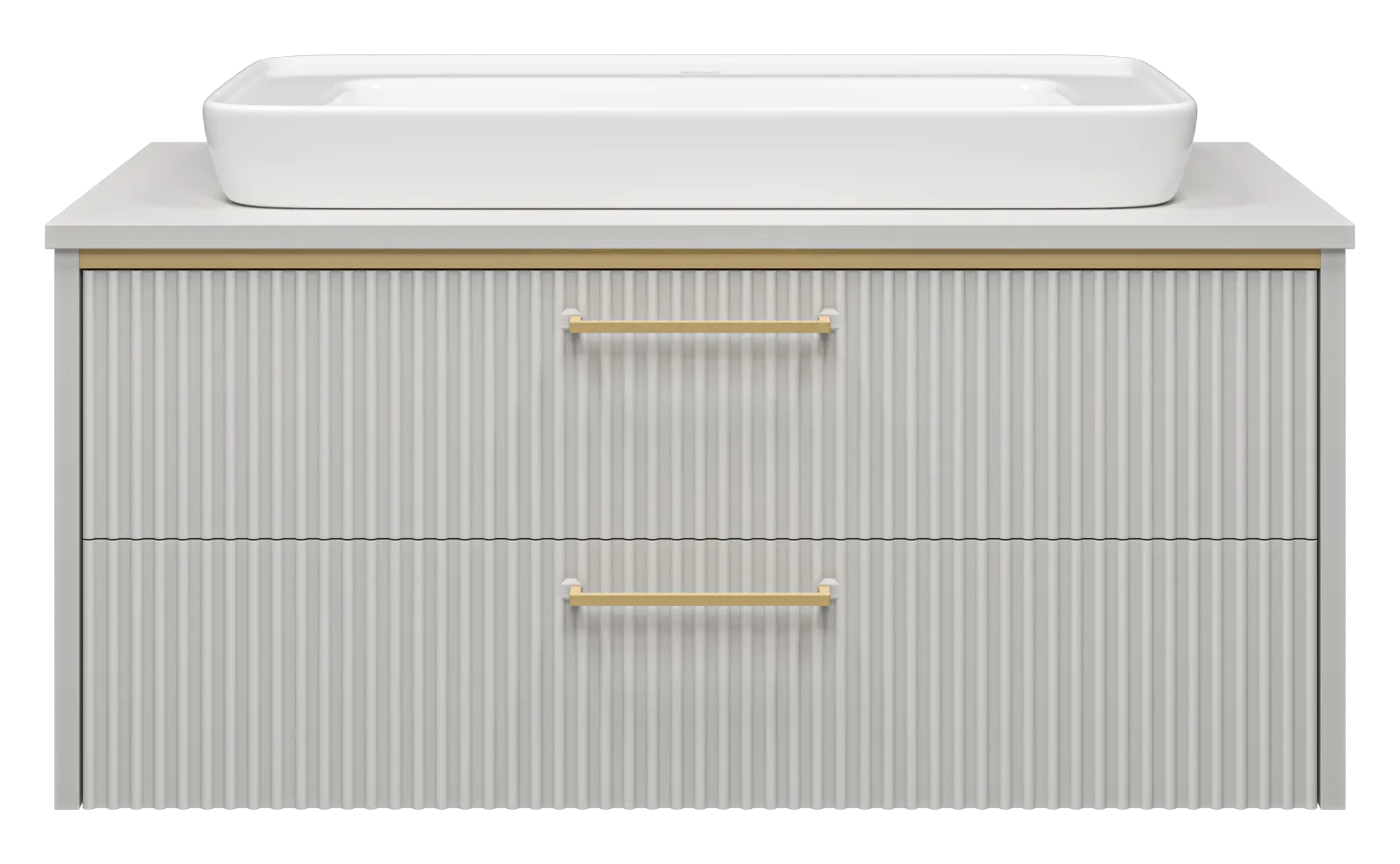 ELCHE -100 Тумба подвесная с 2 ящ. сер.кашемир (эмаль) + раковина