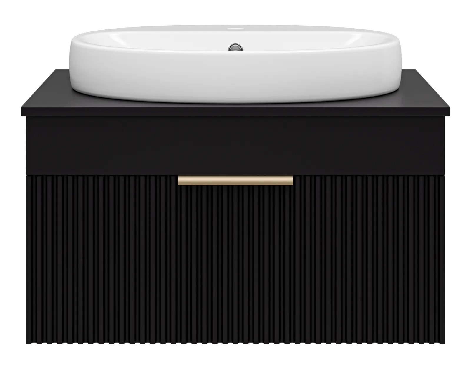 ENFIDA - 70 Тумба подвесная черная мат. эмаль 1 ящ. + раковина