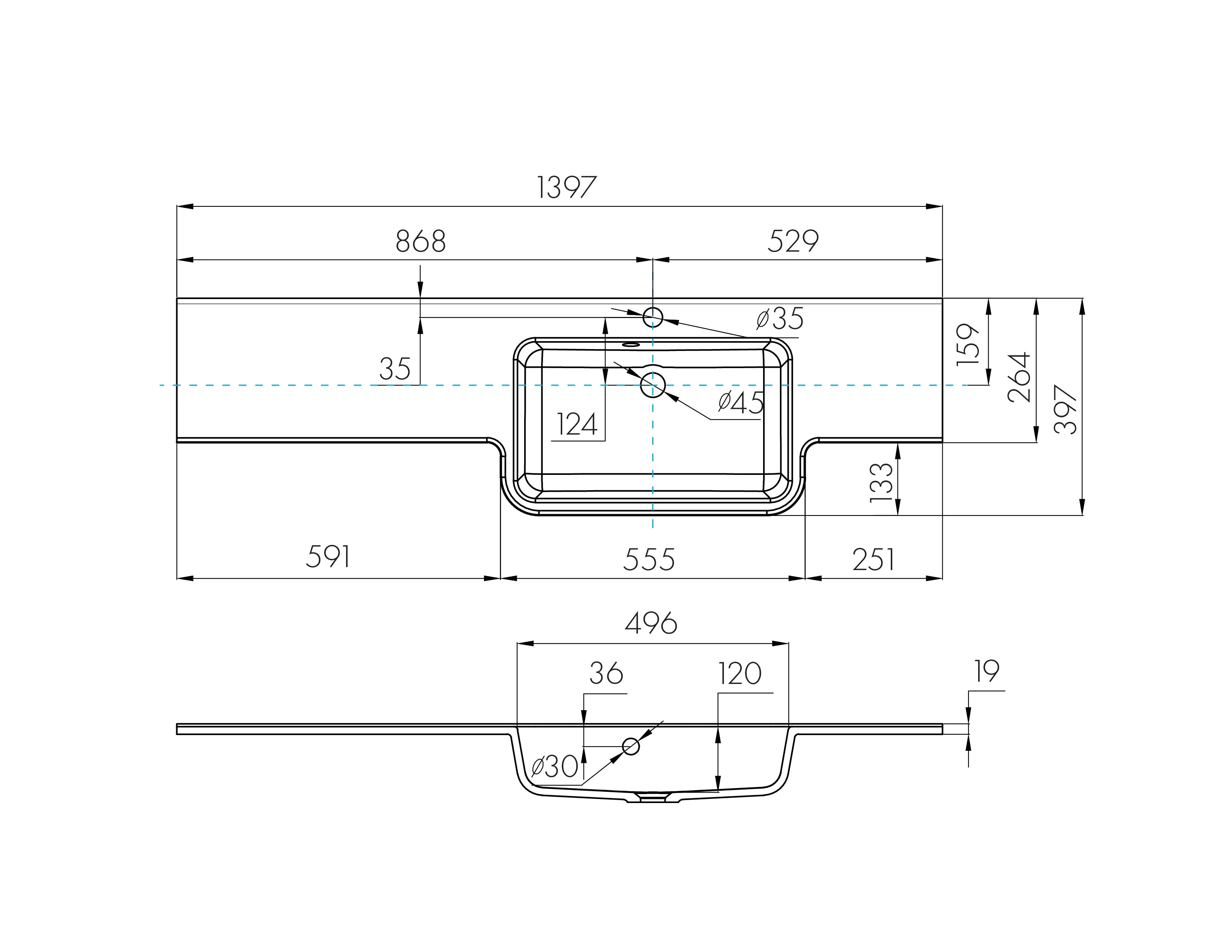 Раковина AQUATON Hotel B 140 правая белая 1A709731PI01P