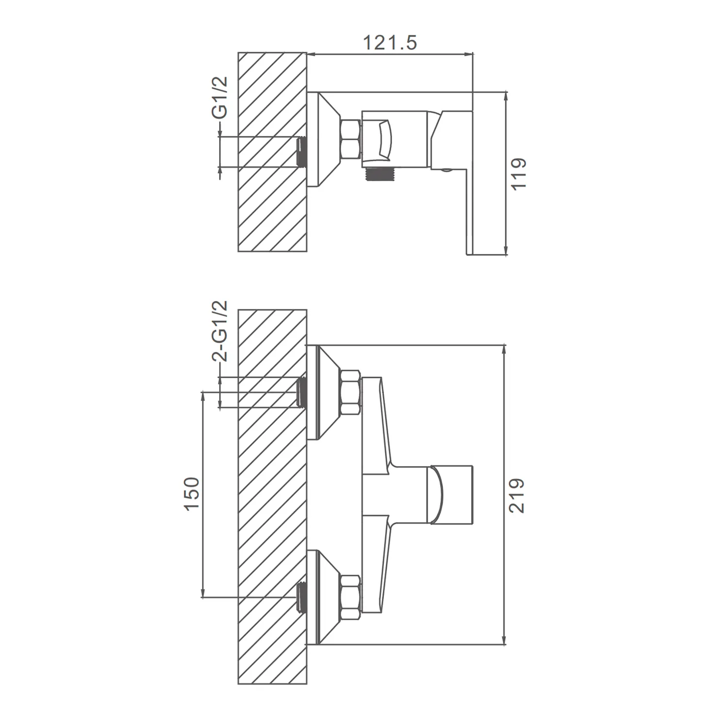 Смеситель Prohanss для душа без излива , хром P64.20