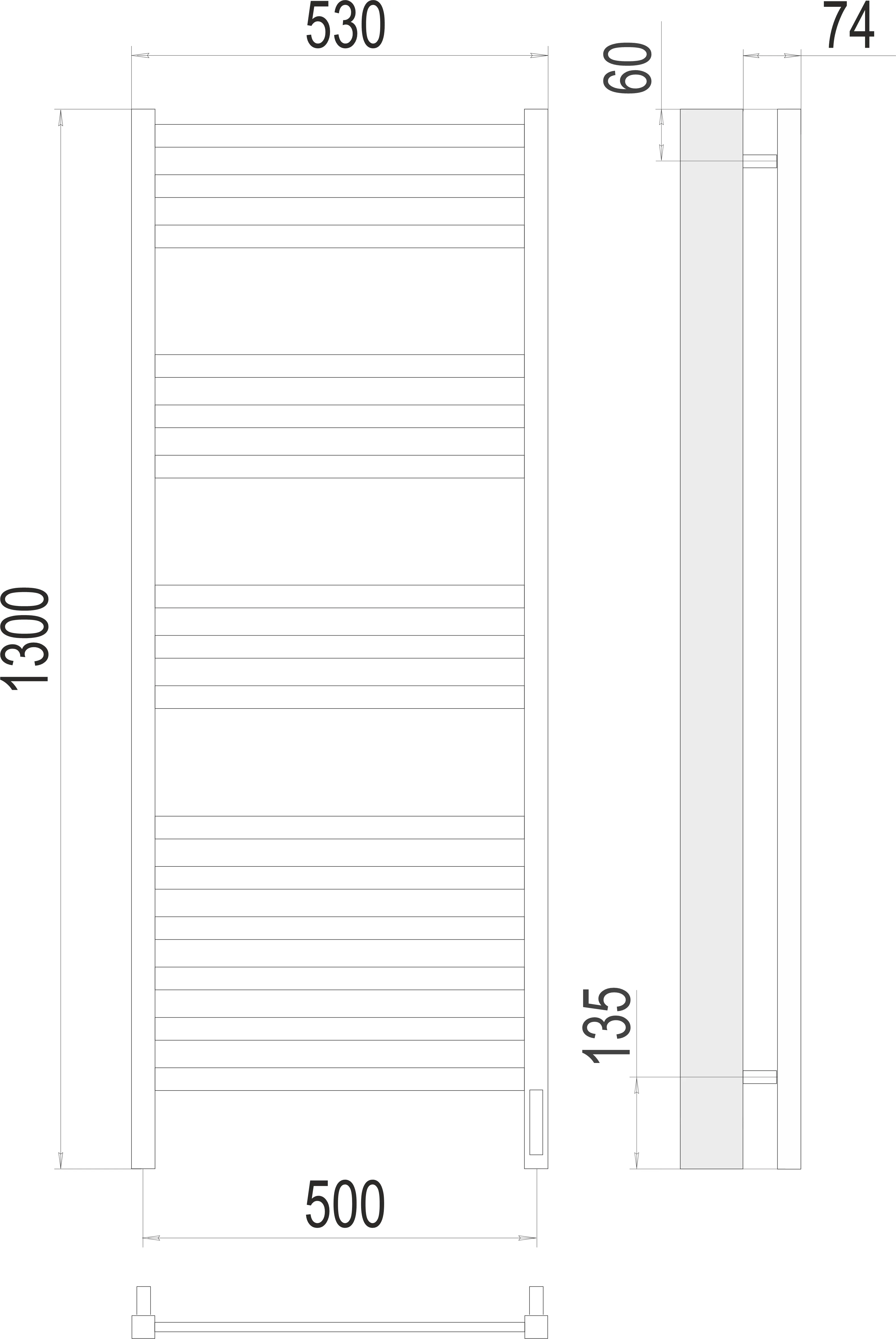 Полотенцесушитель TERMINUS Енисей П15 500х1300