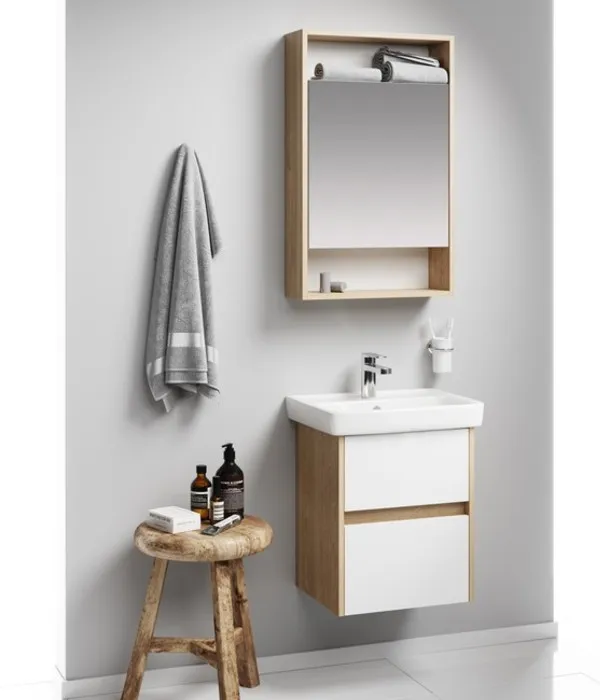 Подвесная тумба в цвете дуб балтийский с двумя ящиками