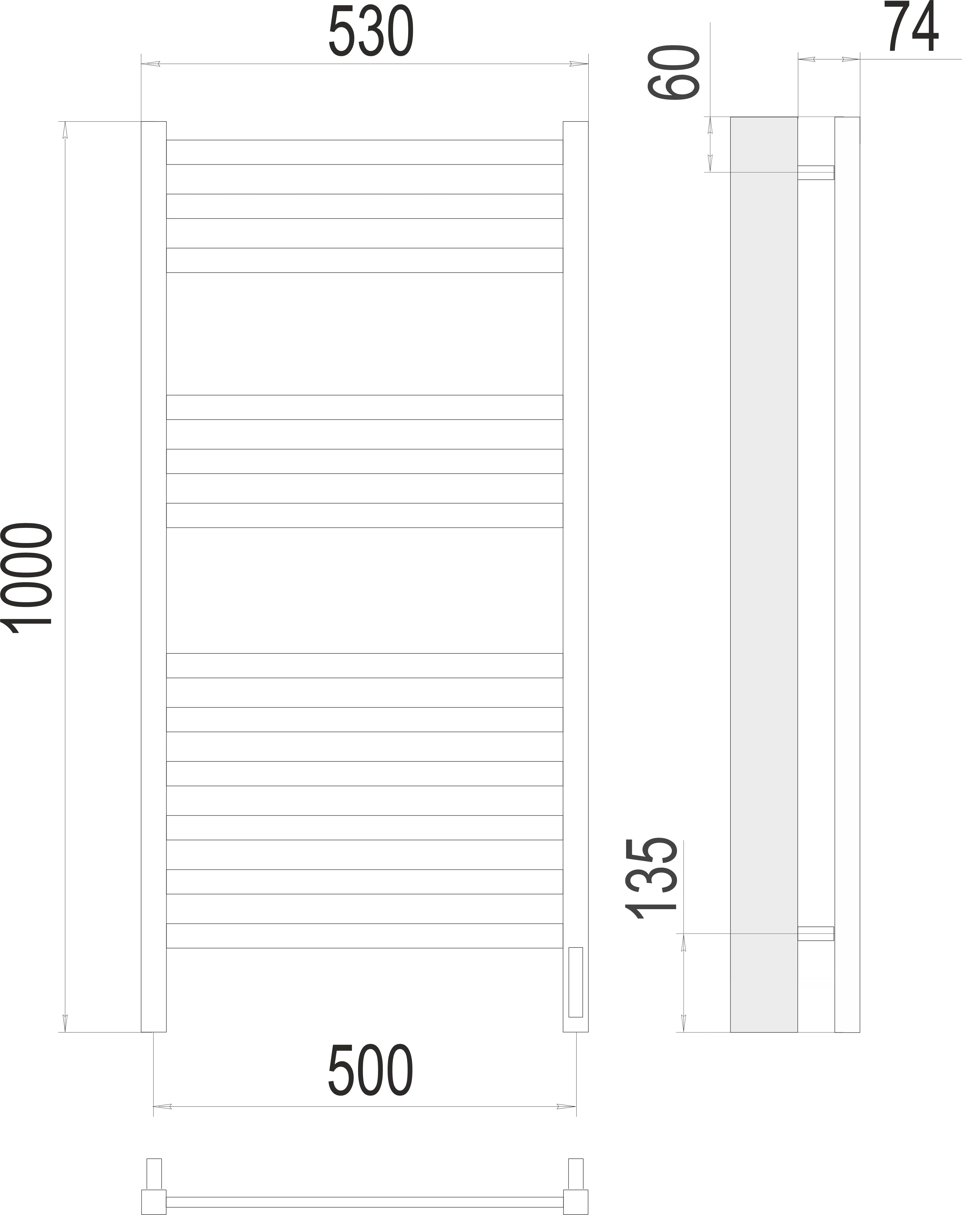 Полотенцесушитель TERMINUS Енисей П12 500х1000