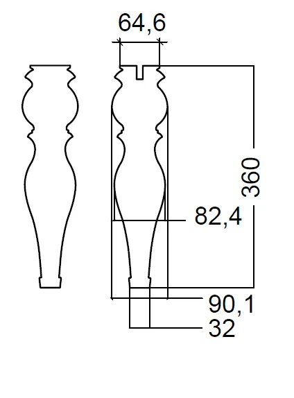 Ножки массив золото, h36 (пара)