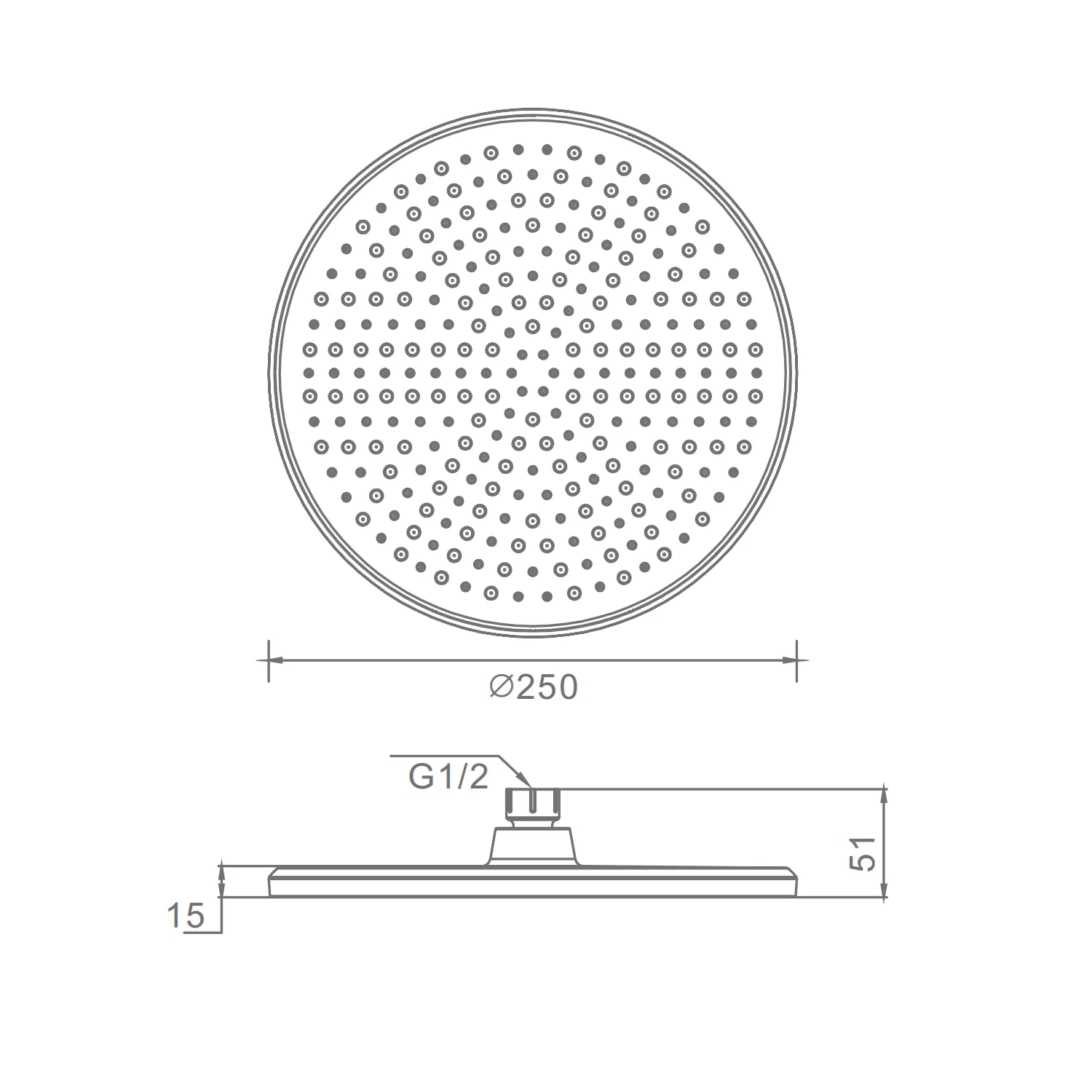 Лейка душевая верхняя Raglo R451.50.03 тропический душ ∅250мм пластик/силикон, Сатин золотой 