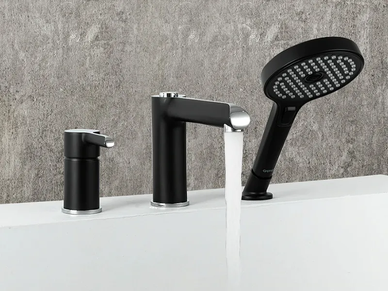 Смеситель для ванны GAPPO на 3 отверстия чёрный/хром G1103-6