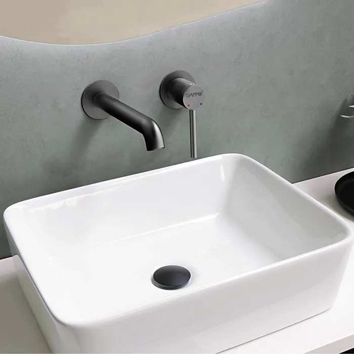 Встраиваемый смеситель для раковины оружейная сталь GAPPO G1206-9