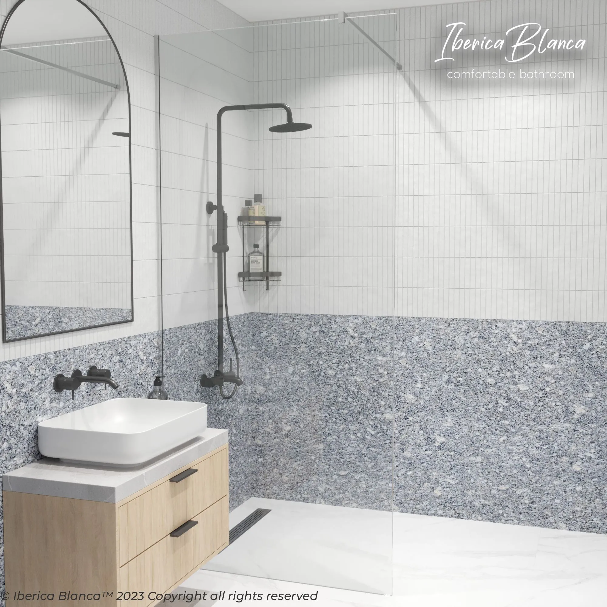 Душевая перегородка IBERICA BLANCA Mod.602 Walk In прозрачное стекло/хром 90х200см () IB602.SC.200.90 