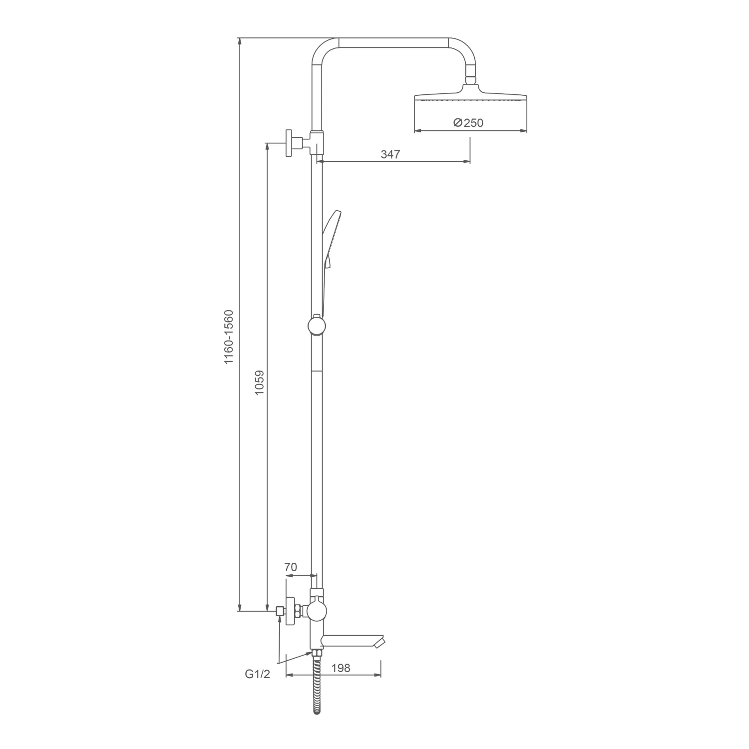 Душевая система Splenka S223.26.06 для ванны и душа с термостатом поворотный излив 18 см, черный