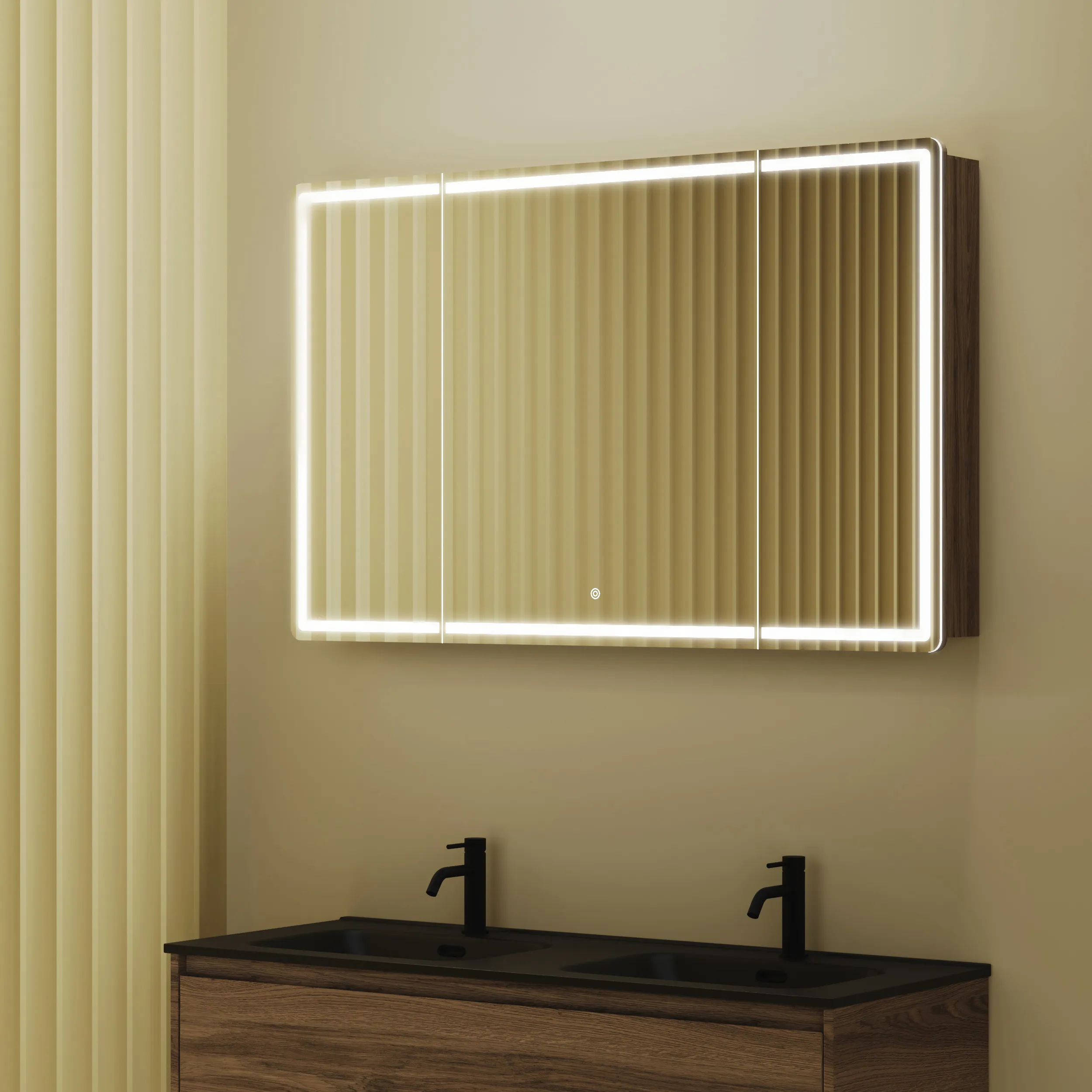 Зеркальный шкаф Sancos Блик / Mirror MI120ECH 119x74 с подсветкой, дуб чарльстон