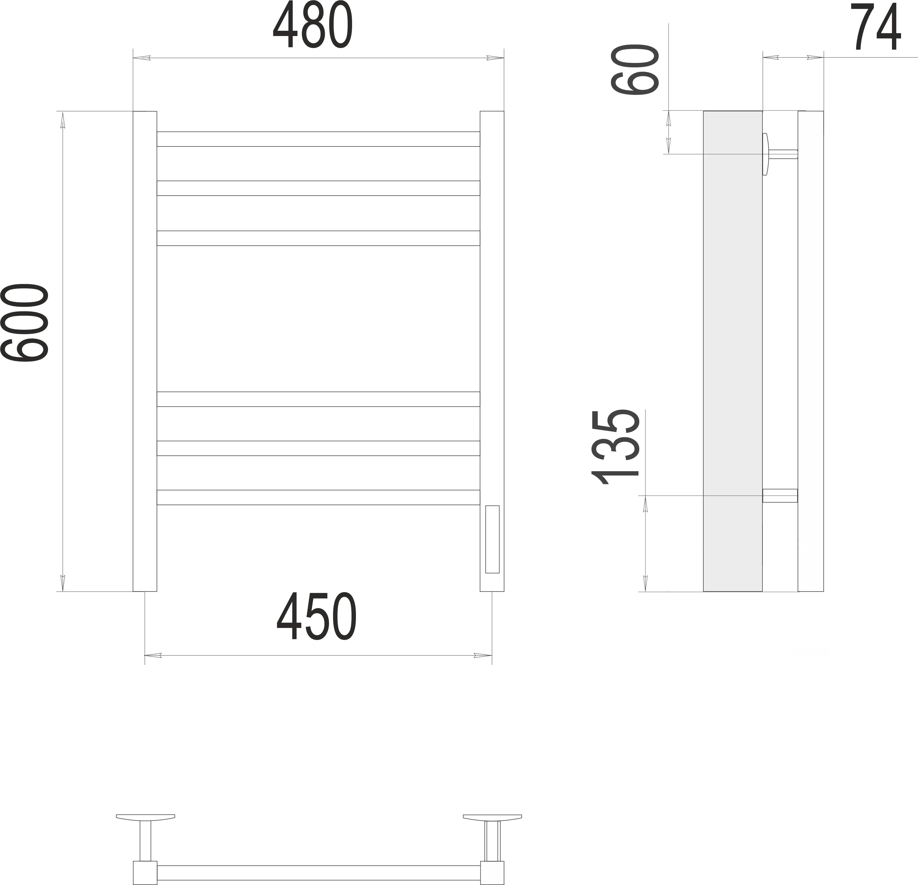Полотенцесушитель TERMINUS Ватикан П6 450х600 электро КС 9003 матовый ( new встроен диммер)