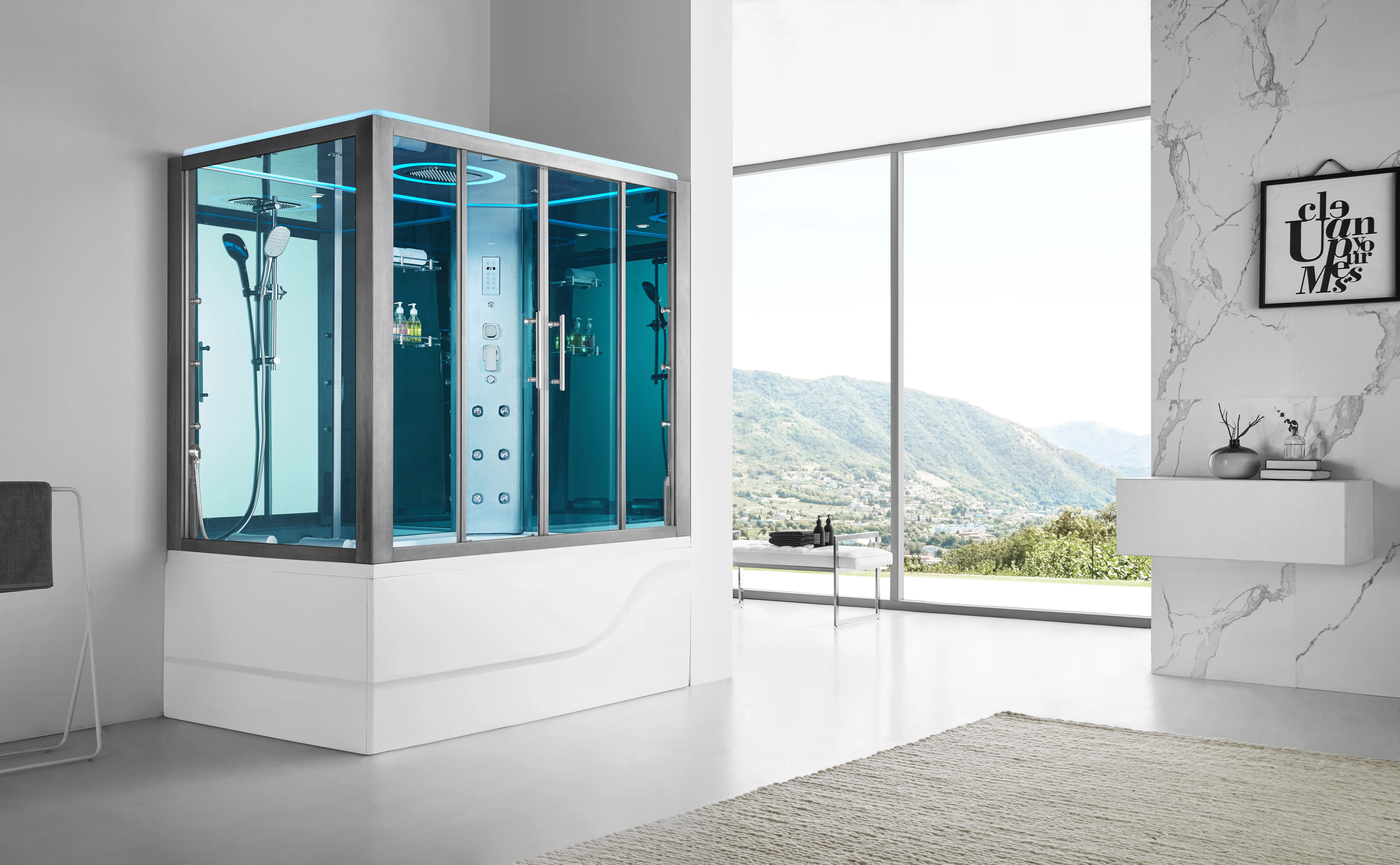 Душ.каб. SSWW (1700х1200х2200) С ПАРОМ и гидромассажной ванной (69 см), 3 места BU616R