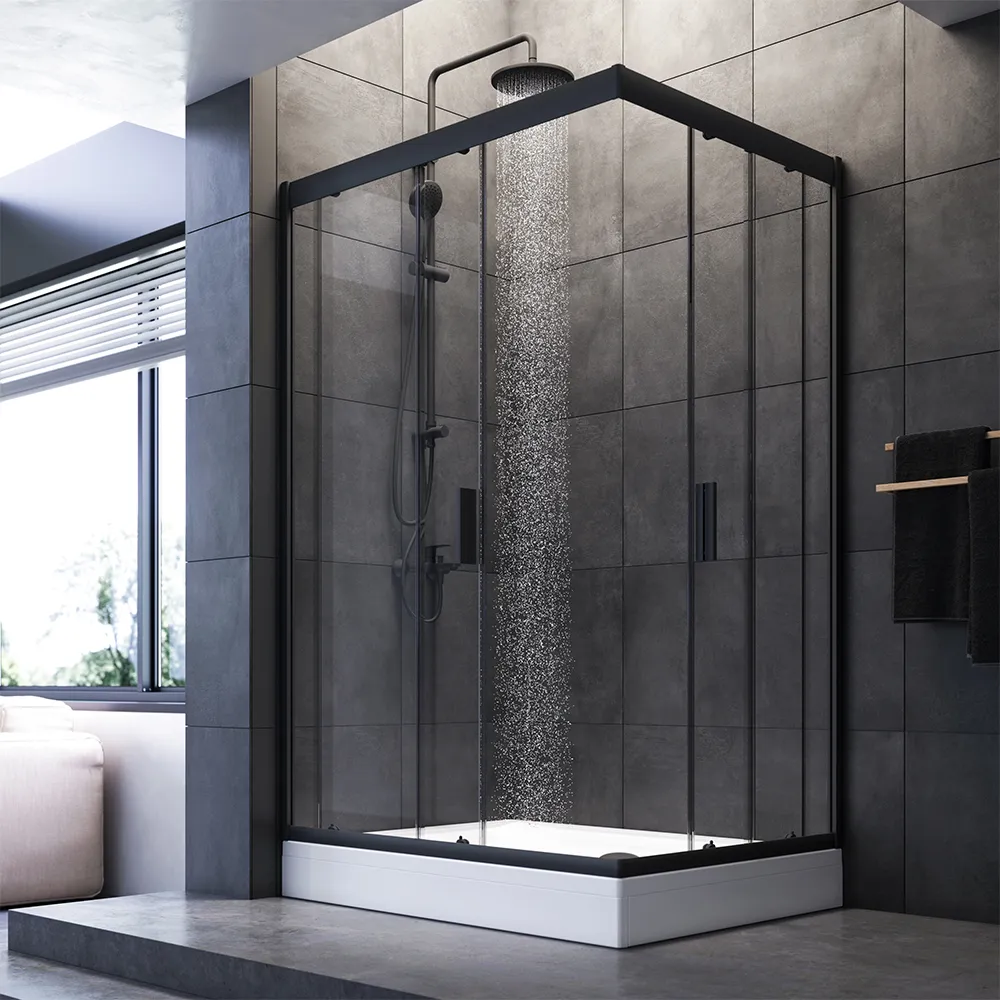 W90G-404-120290-BT Gem Twin Slide 120x90. Душевое ограждение,120x90, профиль черный мат., стекло про 