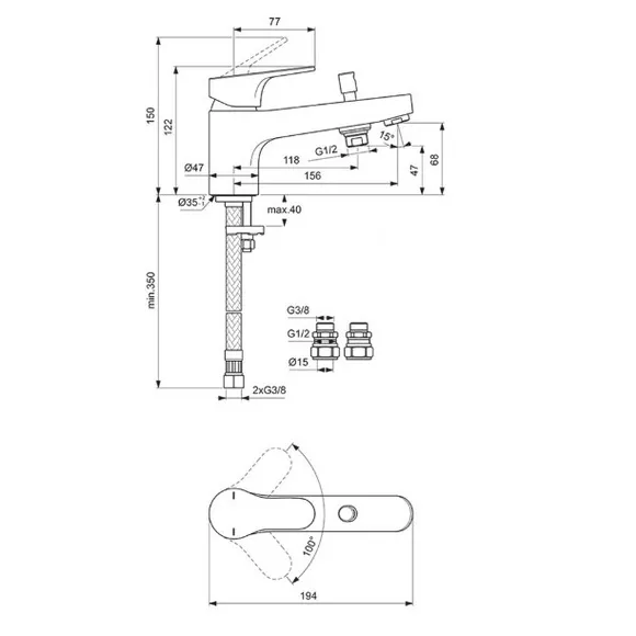 Смеситель для ванны Ideal Standard CERABASE на борт ванны, хром () BD060AA