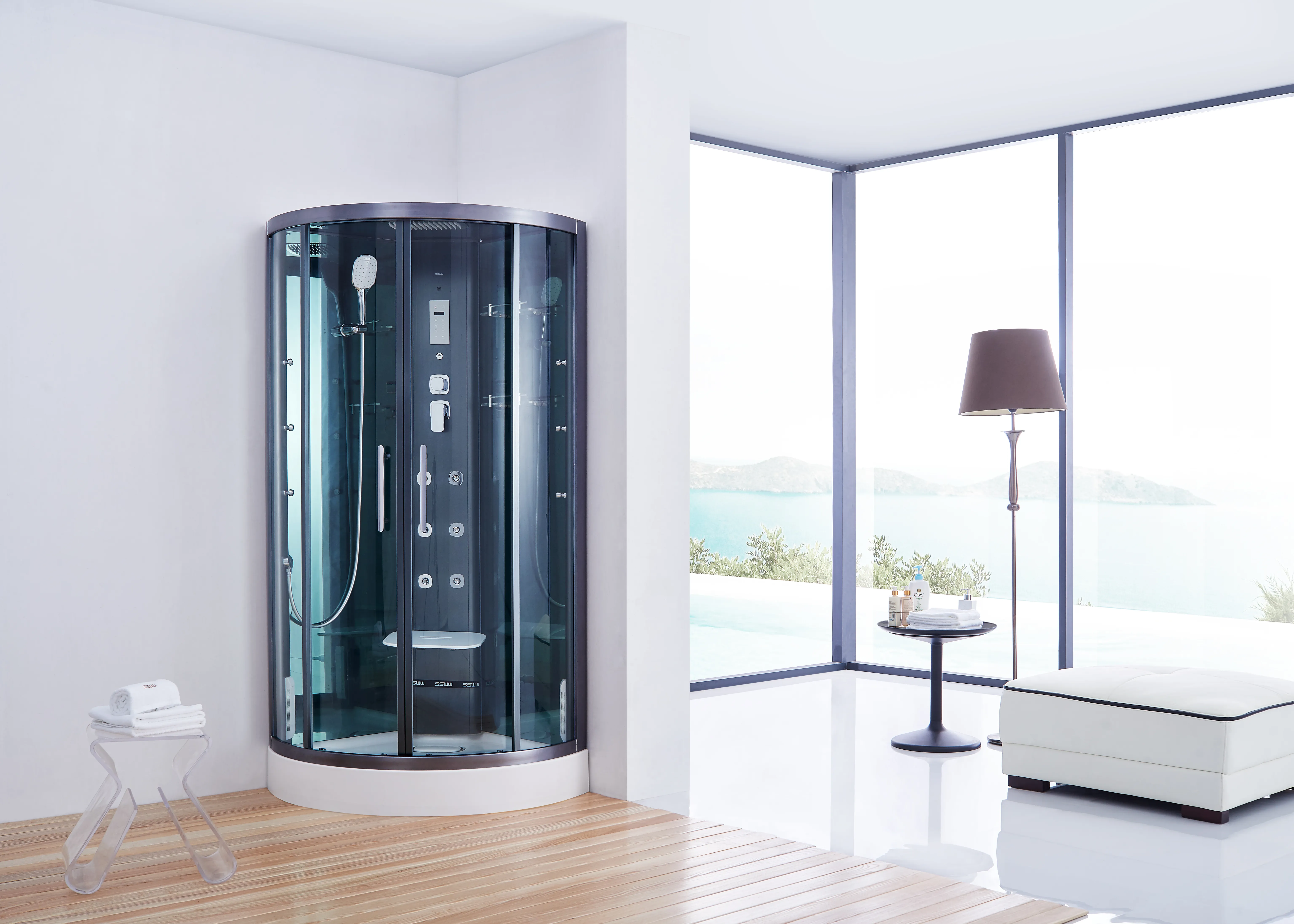 Душ.каб. SSWW (900х900х2180) С ПАРОМ и гидромассажем, низкий поддон(16 см), 3 места BU601